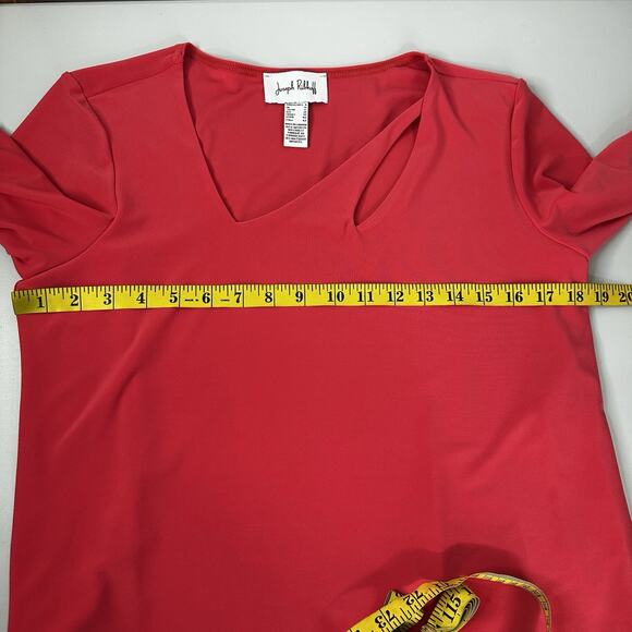 Joseph Ribkoff Top Shirt Womens 8 Pink Salmon Blouse Stretch Scuba Slinky - Picture 6 of 9